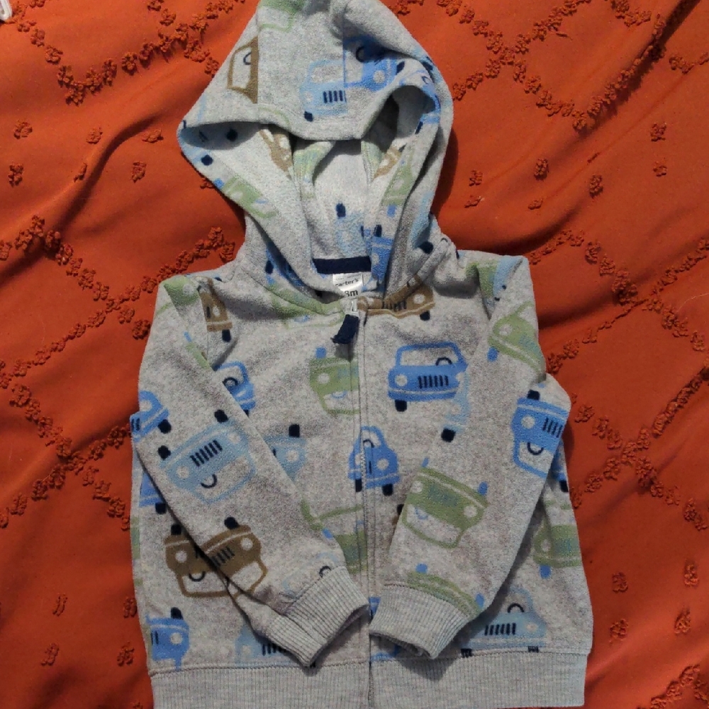 Carter's Gray Hoodie with Colorful Car Print
